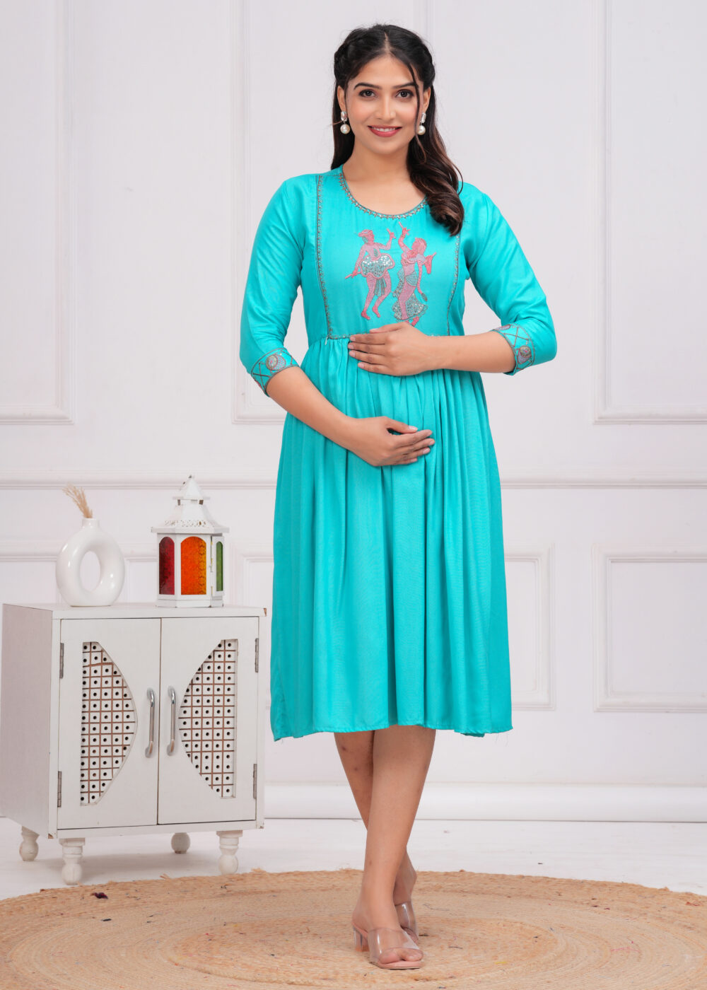 Gvastra Women's Ethnic Gown FEED mINTGREEN – Elegant & Comfortable Floor-Length Dress - Image 3