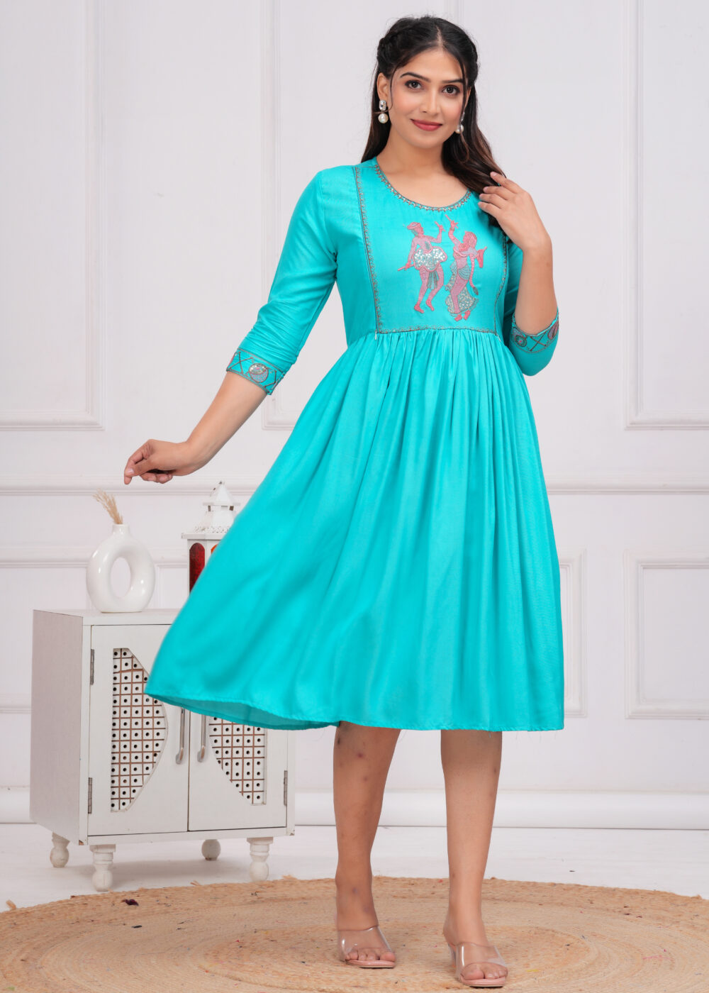 Gvastra Women's Ethnic Gown FEED mINTGREEN – Elegant & Comfortable Floor-Length Dress - Image 4