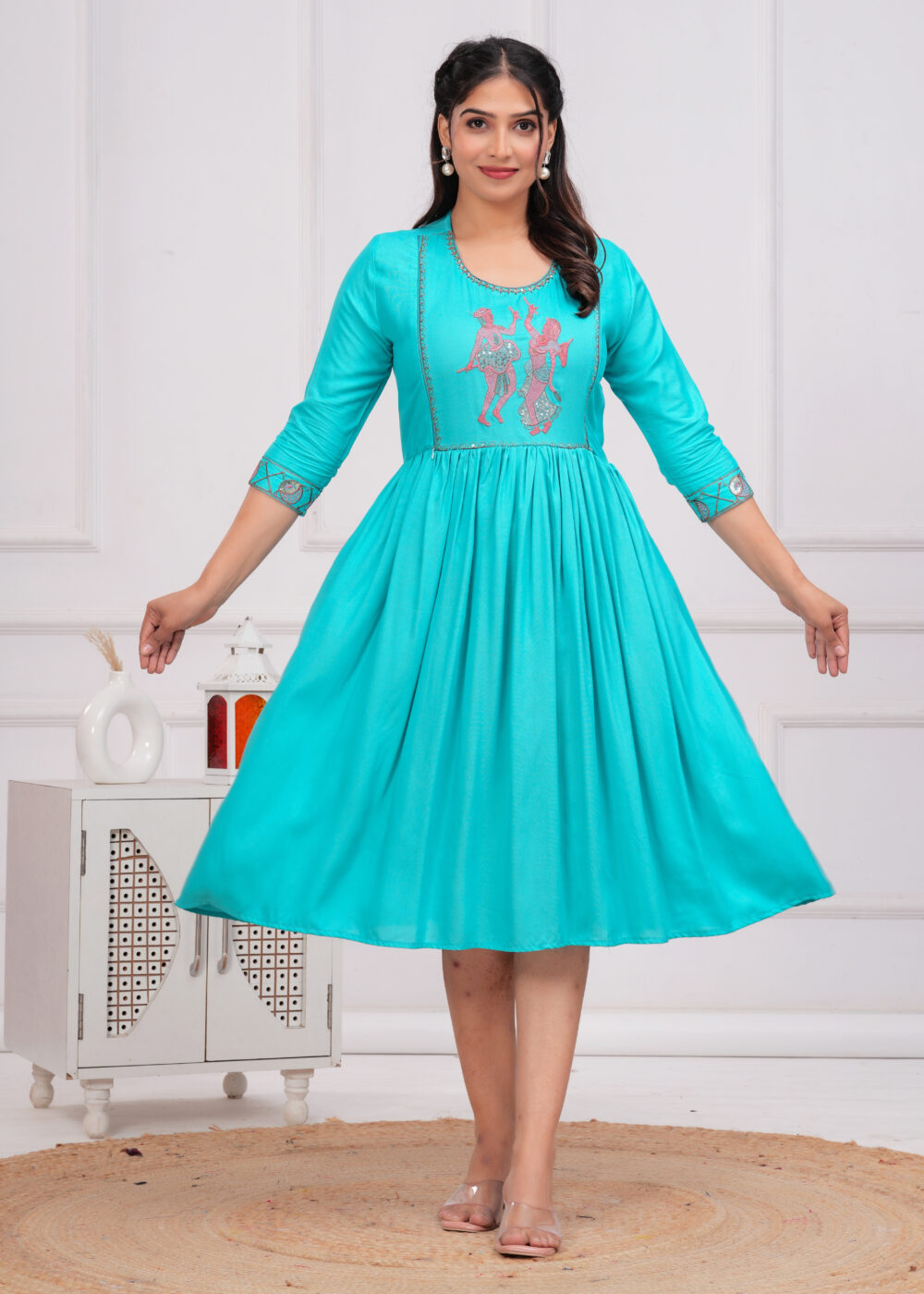 Gvastra Women's Ethnic Gown FEED mINTGREEN – Elegant & Comfortable Floor-Length Dress - Image 5