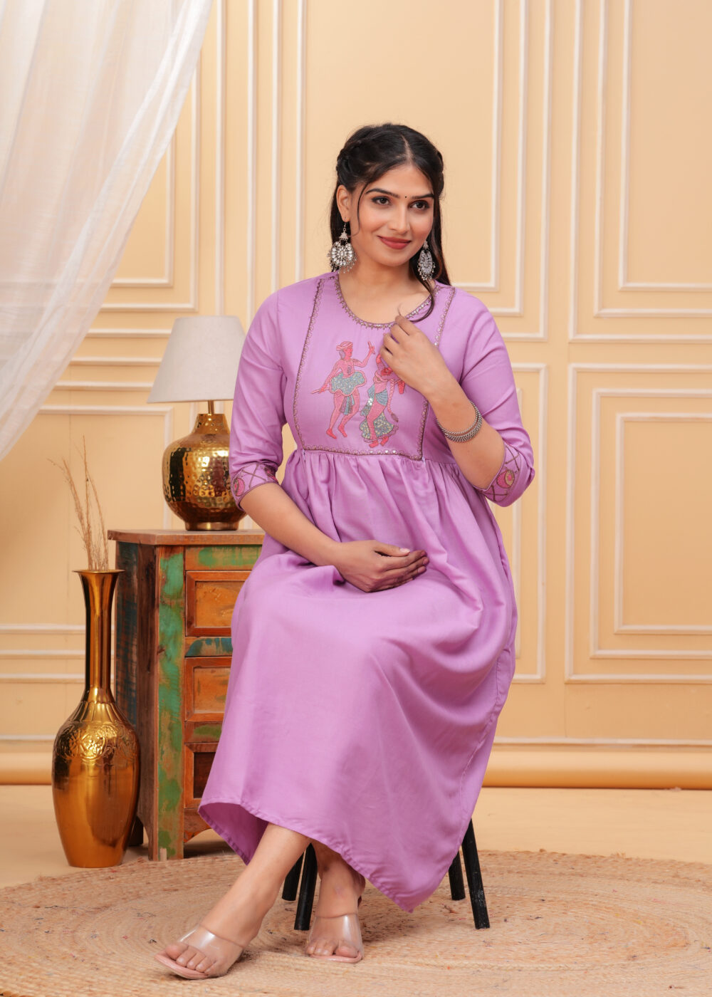 Gvastra Women's Ethnic Gown FEED Black – Elegant & Comfortable Floor-Length Dress - Image 6